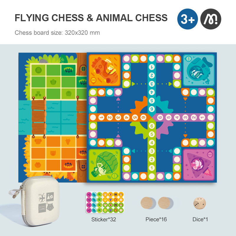 2 In 1 Board Game: Animal Chess & Flying Chess