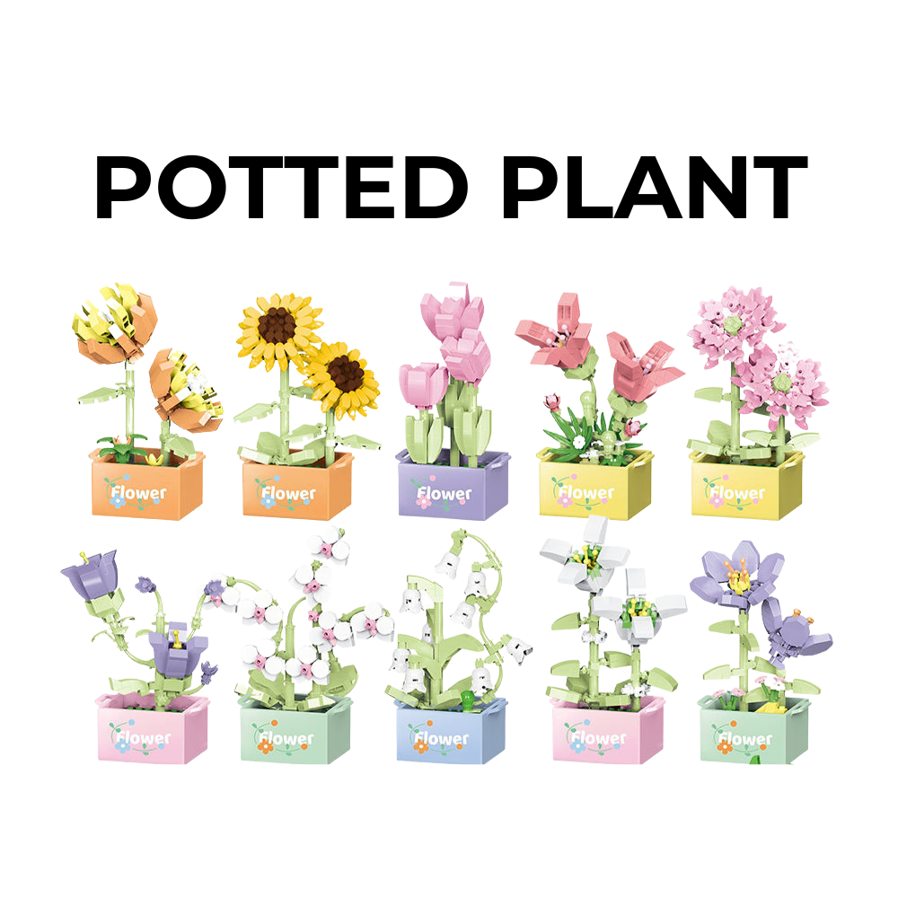 Nano Blocks Potted Flower Set (1–12 Designs) | Mini Flower Building Block Toys